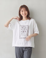 ゆったりドロップショルダー フラワープリントTシャツ