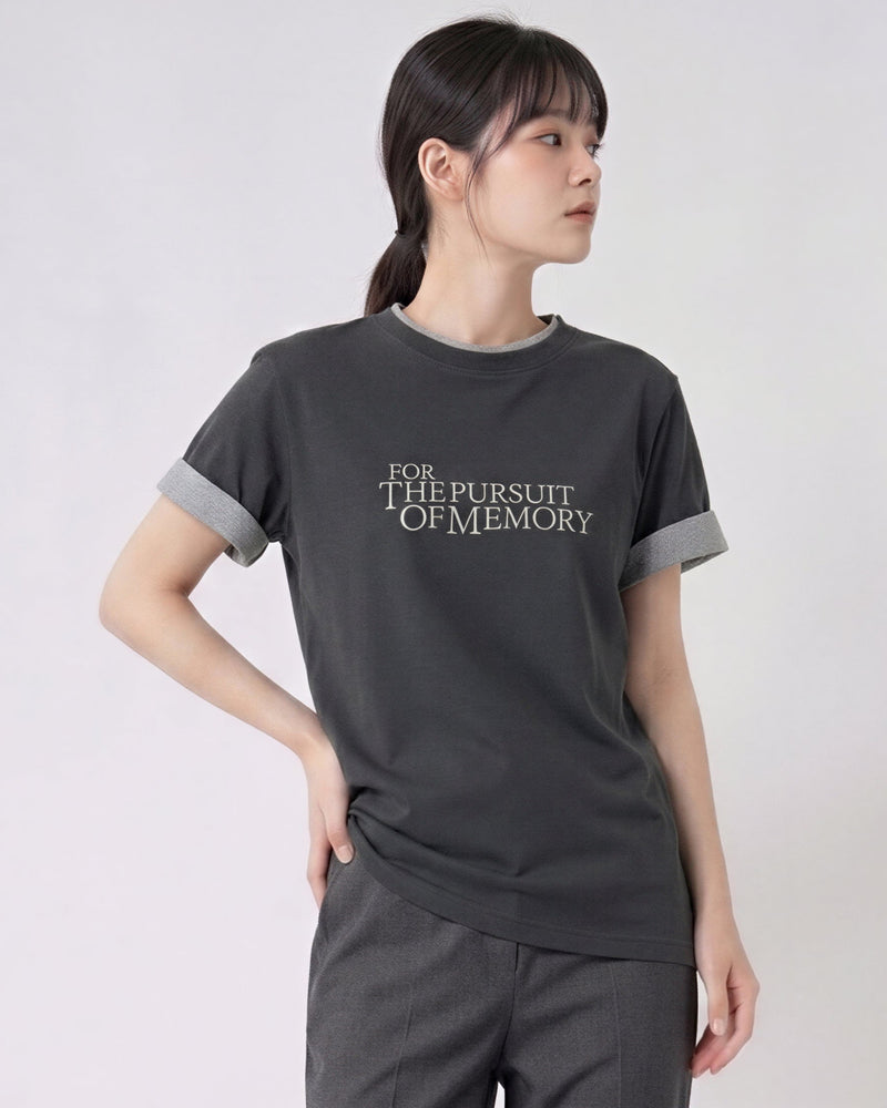 ロール配色レタリングTシャツ