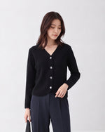 【全2色】S-2XL Vネック ラウンドヘム ゆったりニットカーディガン