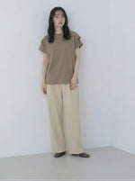 ボーダー柄 ゆったり バットスリーブ クルーネックTシャツ