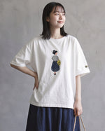 ゆったりドロップショルダー レトロイラストTシャツ
