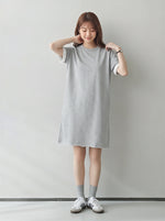 ゆったりストレート ロールアップスリーブ Tシャツワンピース