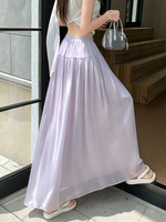 ハイウエスト ドレープ ロング丈 Aラインアンブレラスカート