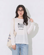 【秋新作】ラウンドネック ラグラン風プリント長袖Tシャツ