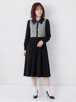 【秋新作】S~XL 切り替えビッグカラー ウエストマーク シャツワンピース