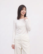 スリムフィット クルーネック長袖Tシャツ-ホワイト-4XL