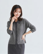 【秋新作】S~2XL 配色カラー ジャカード縦柄 ニットカーディガン