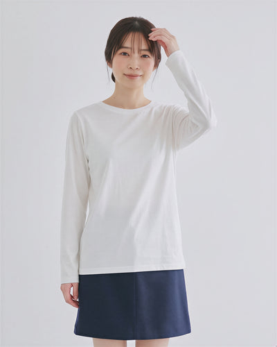 クルーネック ストレートシルエット ゆったり 長袖Tシャツ