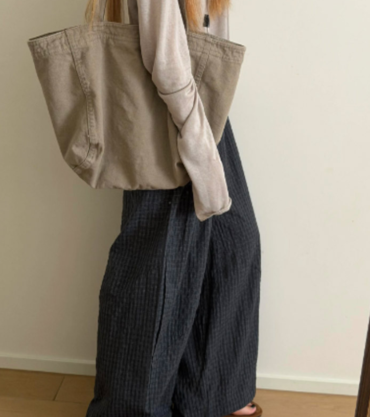 【秋新作】【全4色】S~XL ゆったりワイドシルエットのチェック柄スウェットパンツ