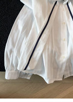 S~L セーラーカラー リボン付き ホワイトブラウス