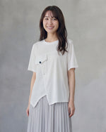 アシンメトリー切替 立体ポケット 半袖Tシャツ