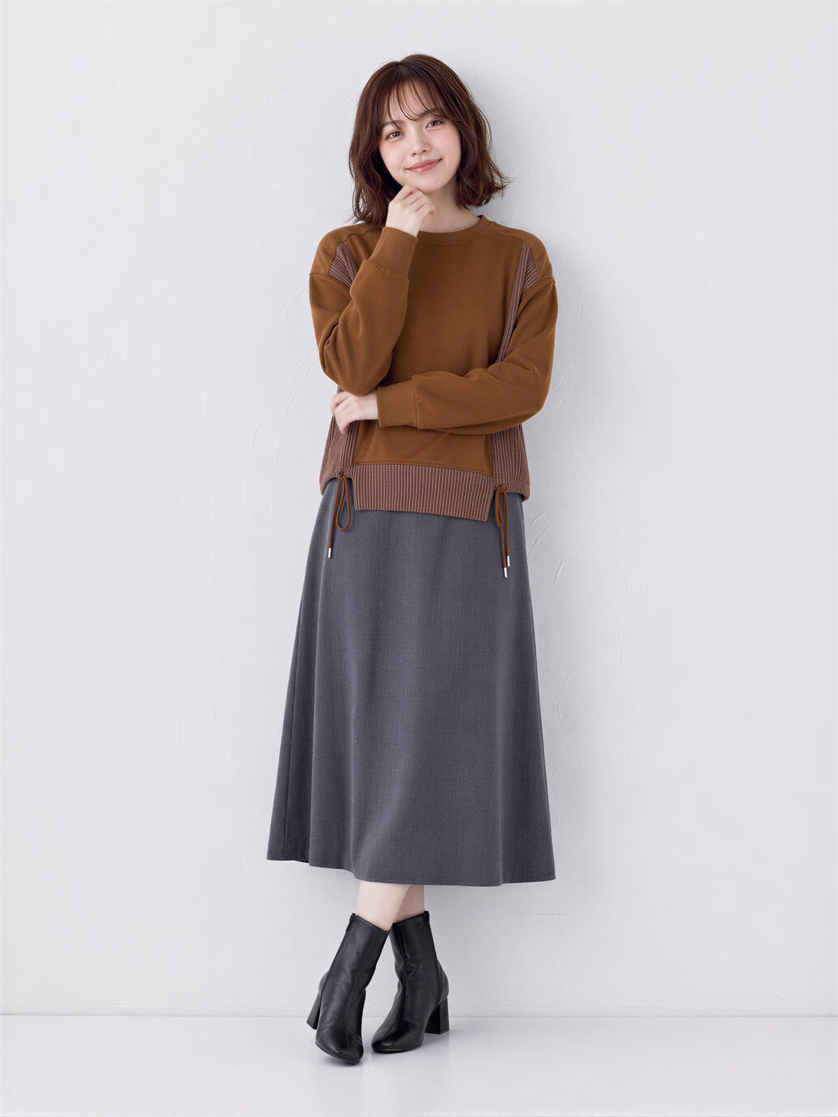 M~2XL 切り替えドローストリング リブスウェット