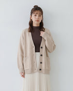 ゆったりドロップショルダー 大きめポケット ニットカーディガン