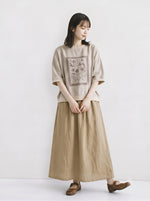 ゆったりドロップショルダー フラワープリントTシャツ