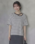 配色フェイクレイヤードボーダーTシャツ