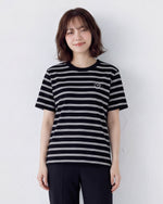 ブラック ボーダー クルーネック ゆったり 半袖Tシャツ