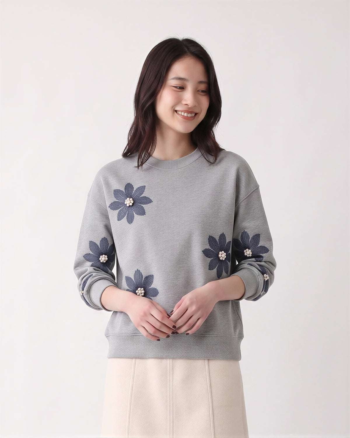 【秋新作】S~3XL 立体フラワー ルーズスウェット