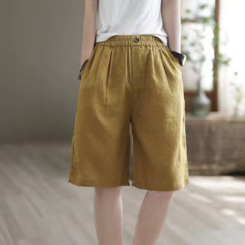 ウエストゴム ハイウエスト ゆったりハーフパンツ
