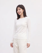 スリムフィット クルーネック長袖Tシャツ