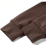 ダークブラウン 配色ドローコード くまワッペン付き フーディーワンピース