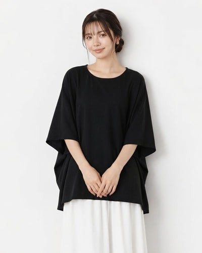 ラウンドネック ルーズ バットスリーブTシャツ