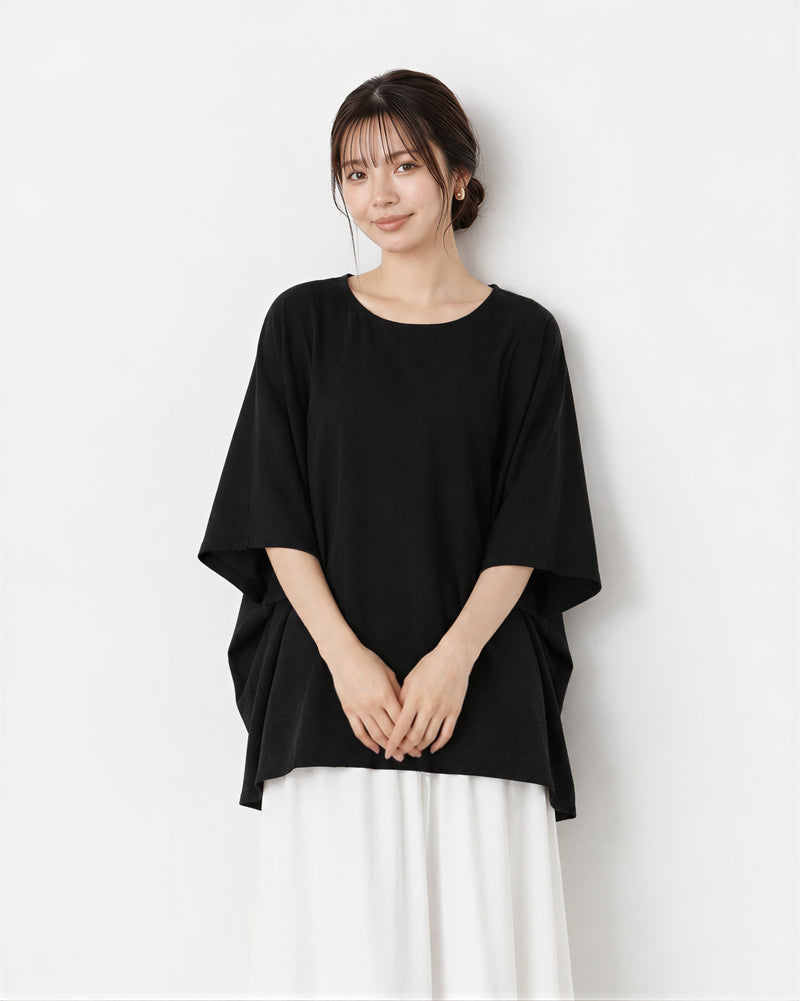 ラウンドネック ルーズ バットスリーブTシャツ