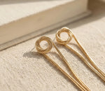 リングライン ドロップデザイン シンプルメタル ロングタッセルピアス