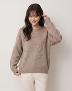 【秋新作】オフショルダー風 ルーズフィット シャギー感ニット