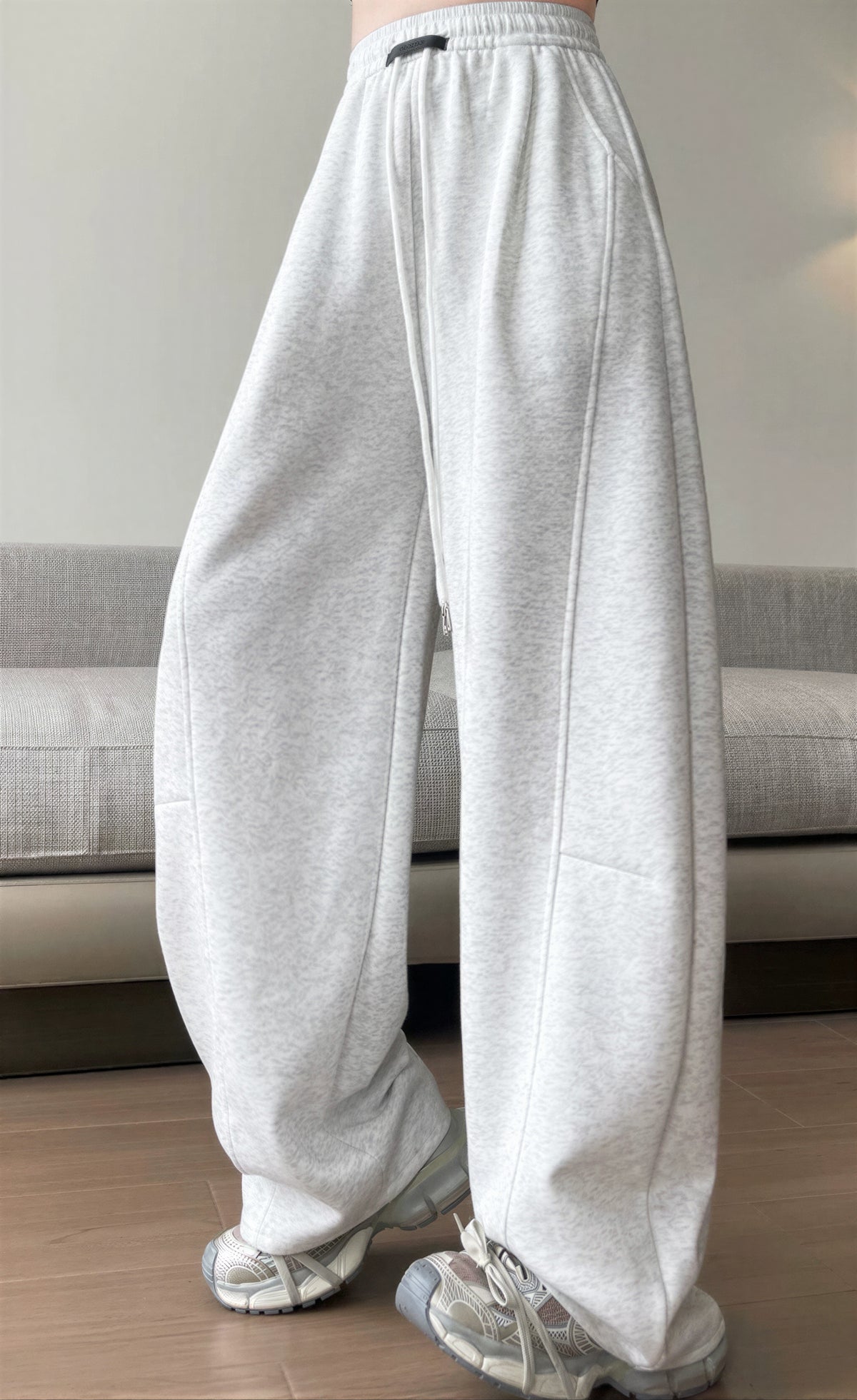 ハイウエスト ドローストリング 立体ワイドパンツ