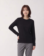 クルーネック ストレートシルエット ゆったり 長袖Tシャツ