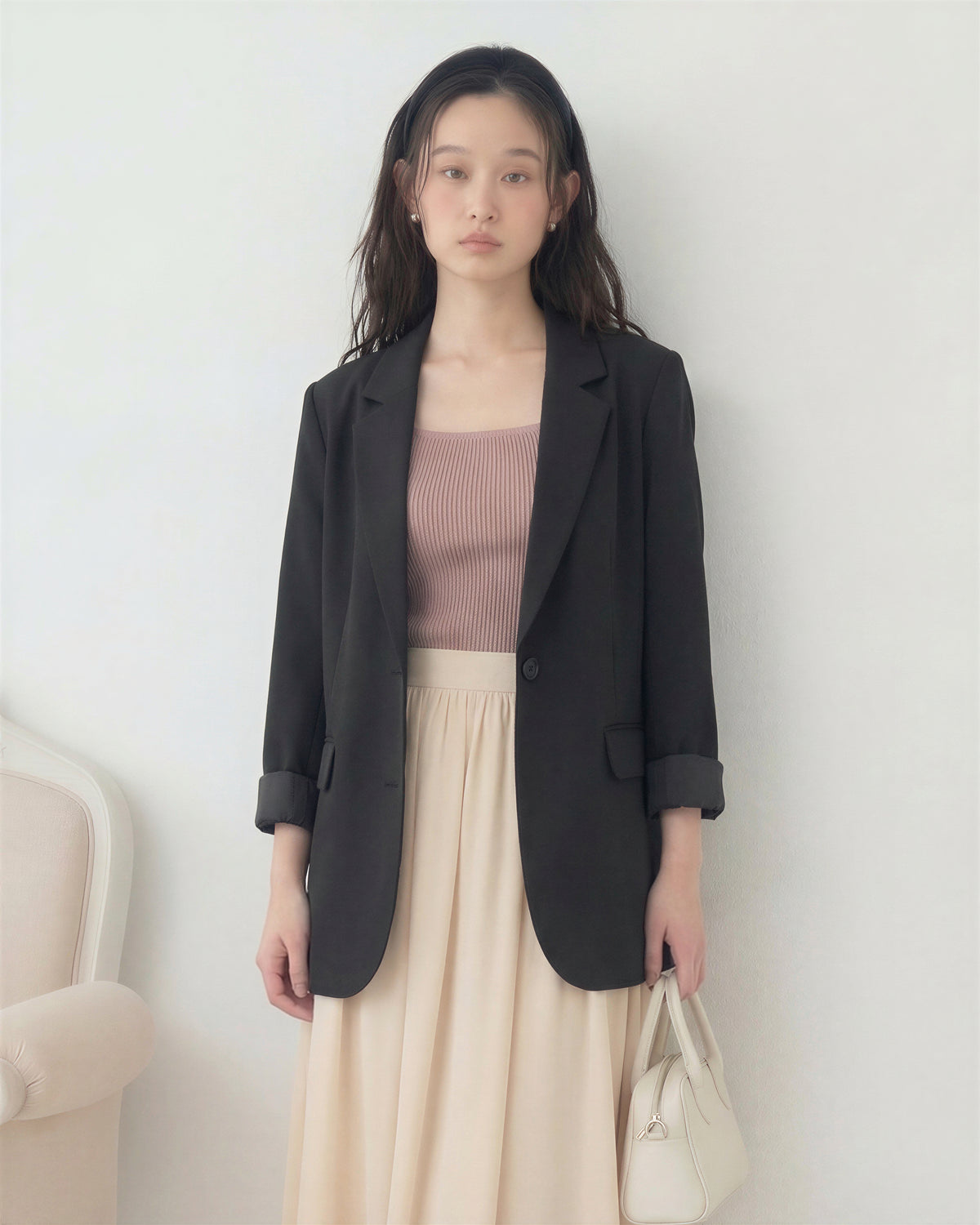 ゆったりストレート ショールカラー  テーラードジャケット