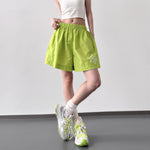 S-2XL ウエストゴム ハイウエスト 花柄プリント ワイドショートパンツ