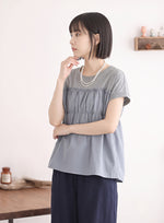 切り替えギャザー入り ゆったりTシャツ