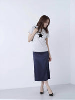 ライトグレー スタープリント スリムフィット 半袖Tシャツ