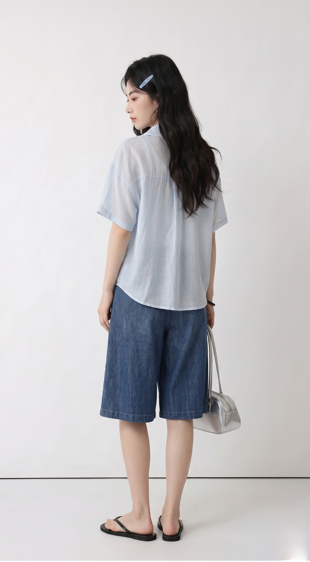半袖シャツ 薄手 ゆったり 襟付き フロントリボンデザイン ポリエステル