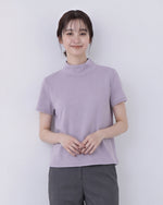 スタンドカラーボタン付きスリムTシャツ