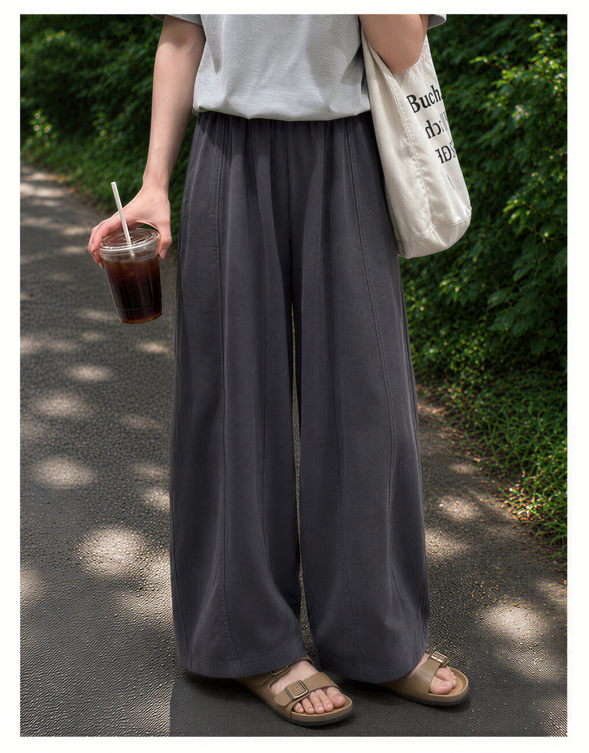 ハイウエスト ドレープ ワイドレッグパンツ