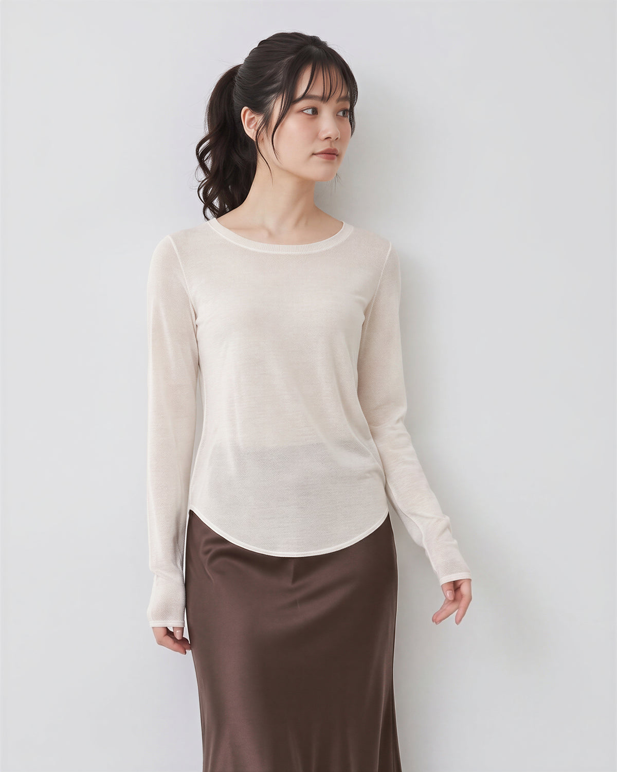 【秋新作】【全2色】S~2XL ラウンドネック スリムフィット インナー 長袖Tシャツ