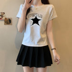 ライトグレー スタープリント スリムフィット 半袖Tシャツ