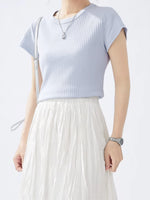 きれいさっぱり！半袖Tシャツクルーネックシックフィットトップス