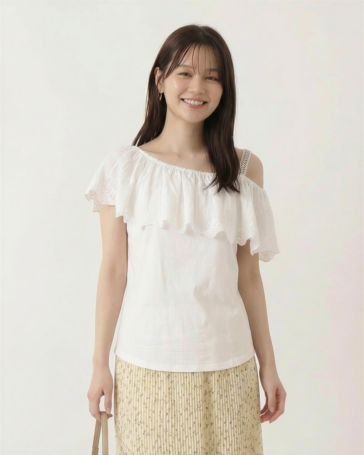 オフショルダー ワンショル風 フリル 半袖Tシャツ