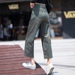 ハイウエストストレートワイドパンツ クロップド丈 リラックスフィット コットン