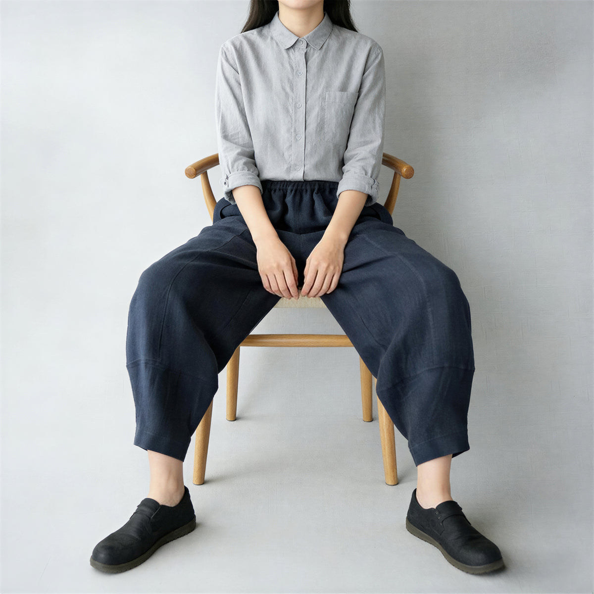 【全4色】S~5XL ウエストゴム ゆったり立体ハーレムパンツ