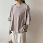 ゆったりドロップショルダー スリットTシャツ
