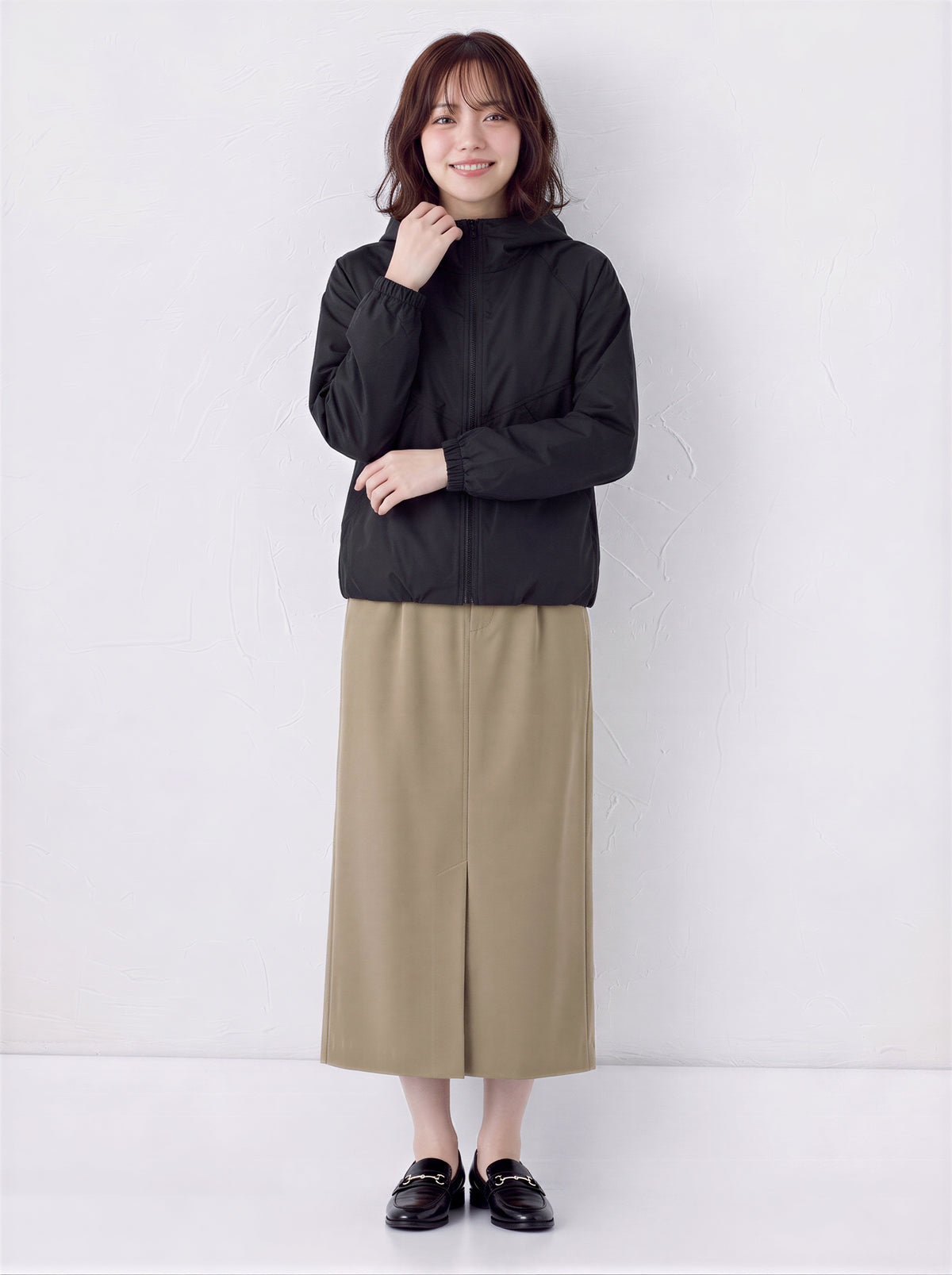 【秋新作】M~2XL ショート丈 配色切り替えライン ジップアップ フードジャケット
