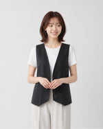 M~2XL 深Vボタンフロントゆったりベスト