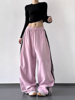 S-XL ドローストリング サイドライン ワイドパンツ
