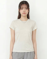 ウエストすっきり見え ラウンドネック 半袖Tシャツ