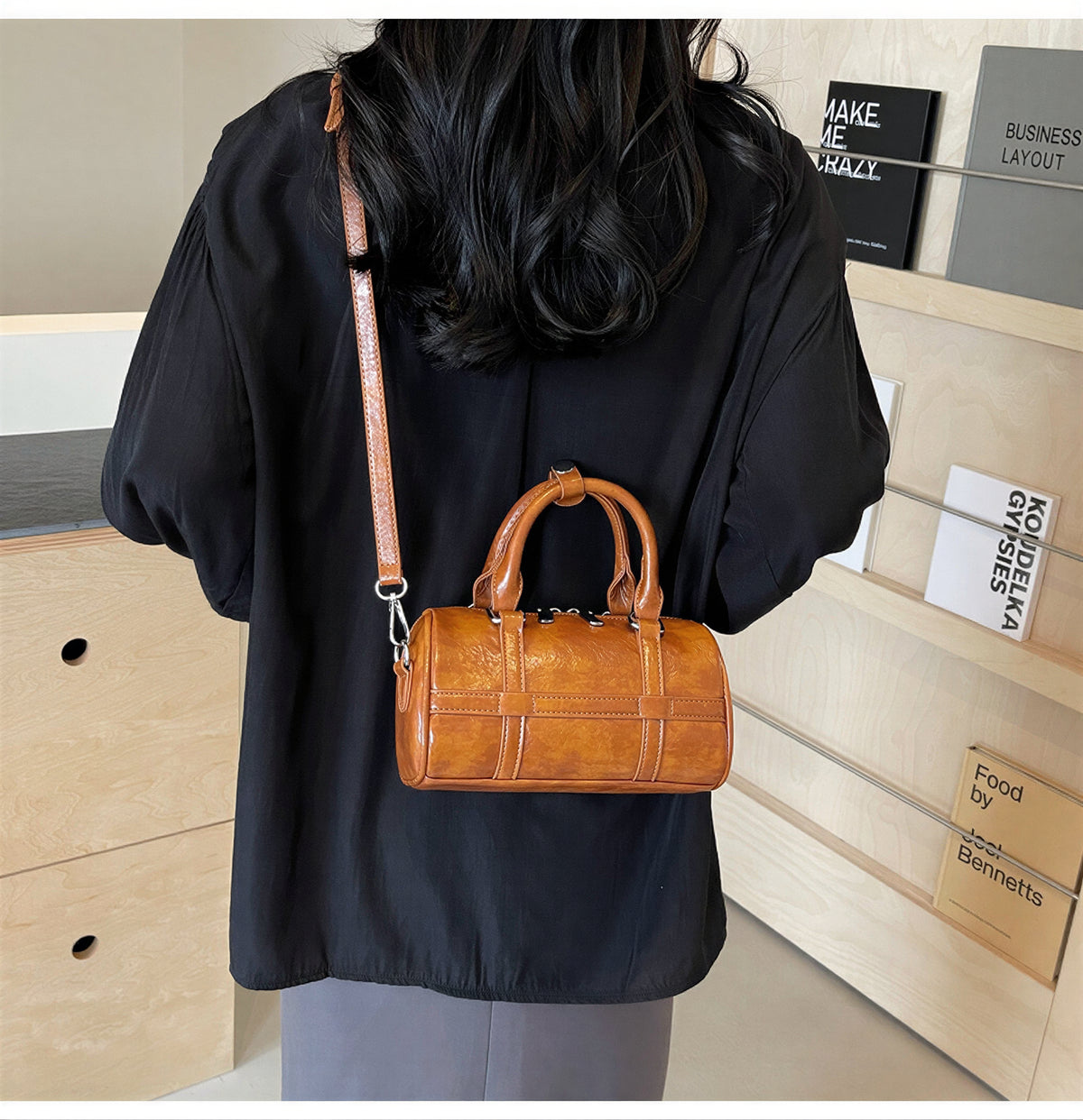 レトロな光沢 立体シリンダー ボウリングバッグ