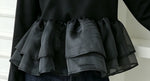 3色展開｜チュール切替・フリルヘム長袖Tシャツ